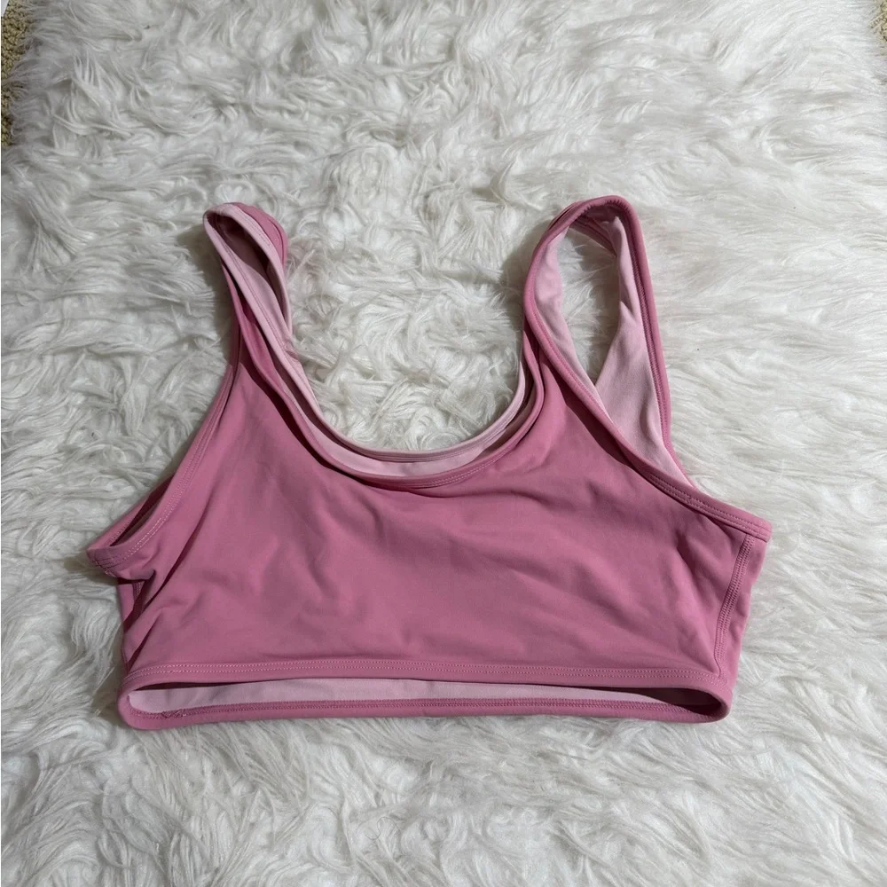 NEW Set Active Large XL Pink Matching Set Glossy Leggings Double Layer Sport bra